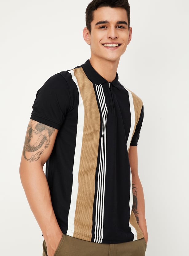 Men Slim Fit Striped Polo T-shirt